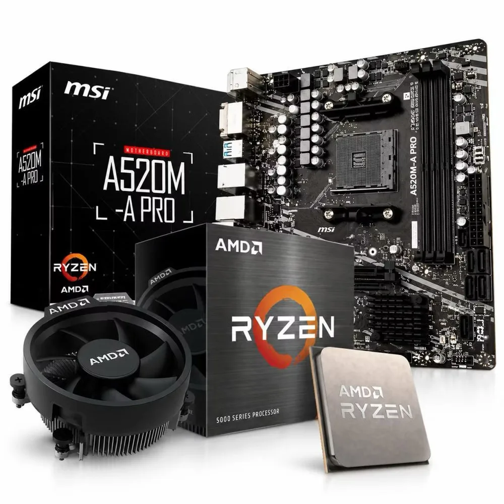Kit Upgrade AMD Ryzen 5 5500 Placa Mãe A520M-PRO MSI DDR4